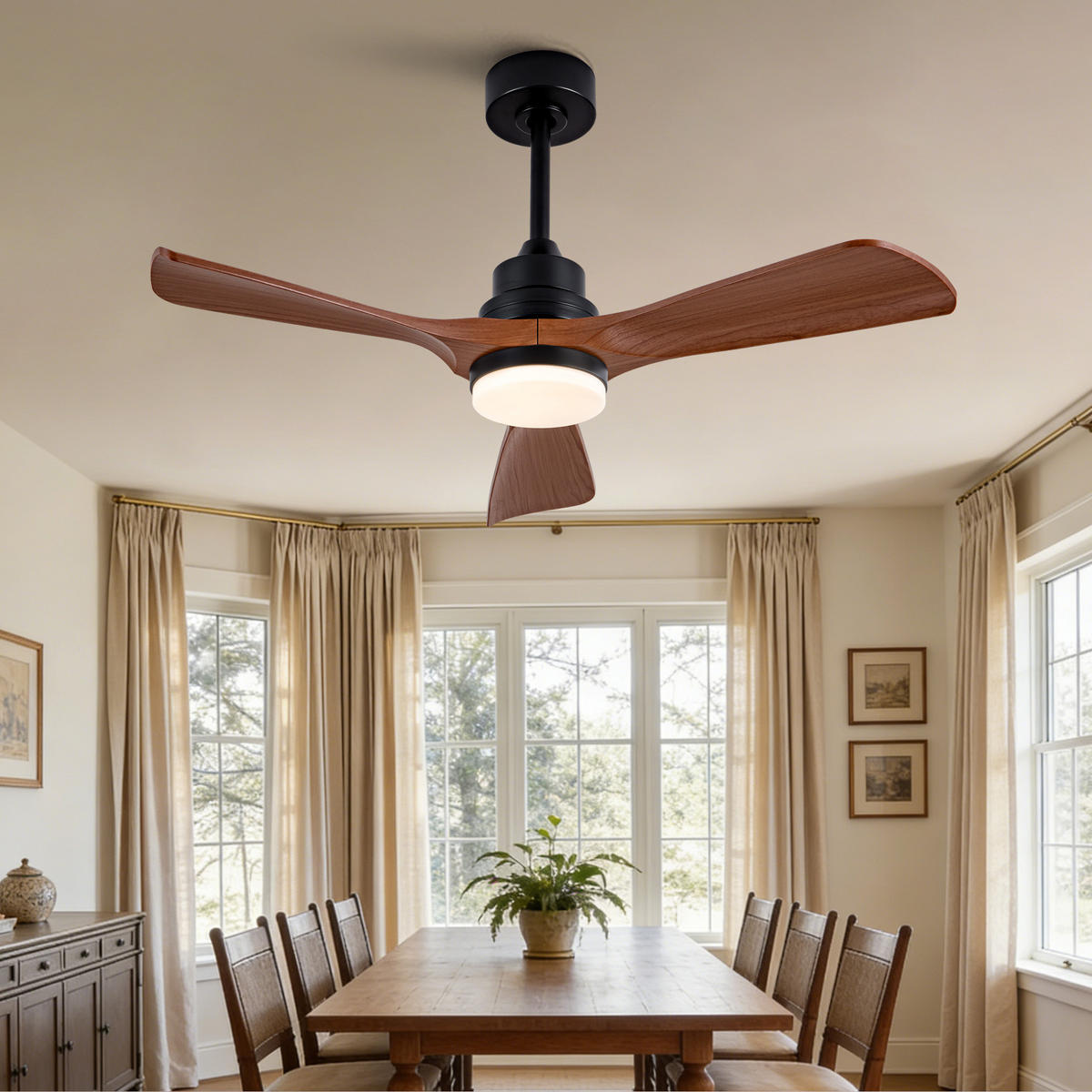 DECKENVENTILATOR DE-16256 42 Zoll Bauernhaus-Stil mit Fernbedienung Walnuss - Walnussfarben, Kunststoff (107/107/34cm) - ComfortXL