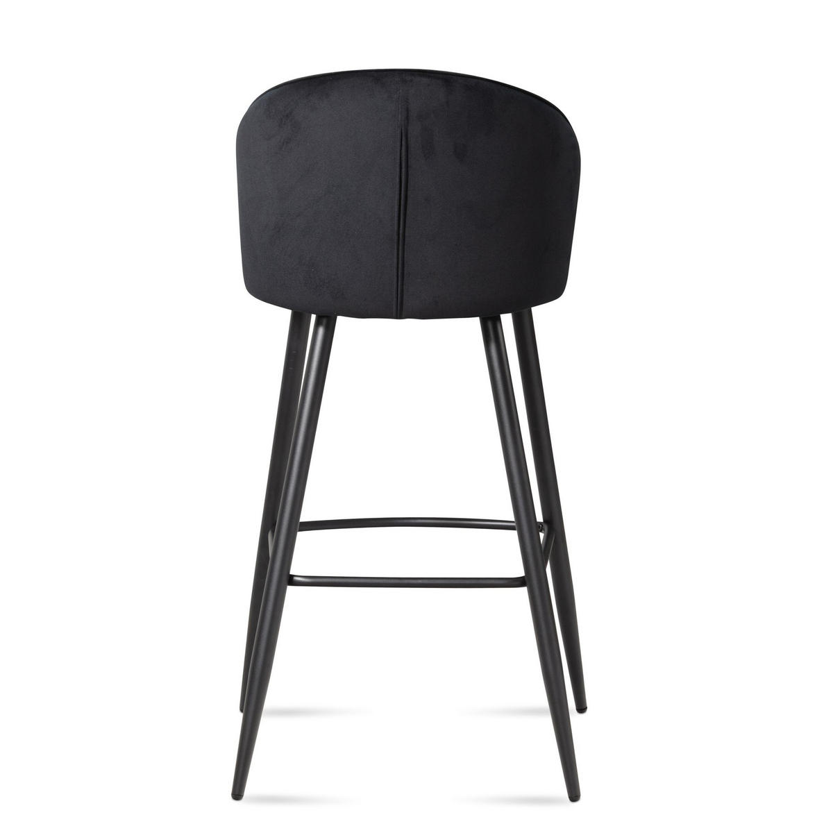 BARHOCKER Samt Lehne Skandi-Stil Stoff Metall Gepolstert, Schwarz 53x56x103 cm - Schwarz, Textil/Metall (53/103/56cm) - KADIMA DESIGN