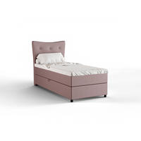 BOXBETT Nevada 90x200 cm Polsterbett mit hochwertiger Bonell-Matratze und Topper - rosa - Rosa, Holz (90/200cm) - Panda Möbel