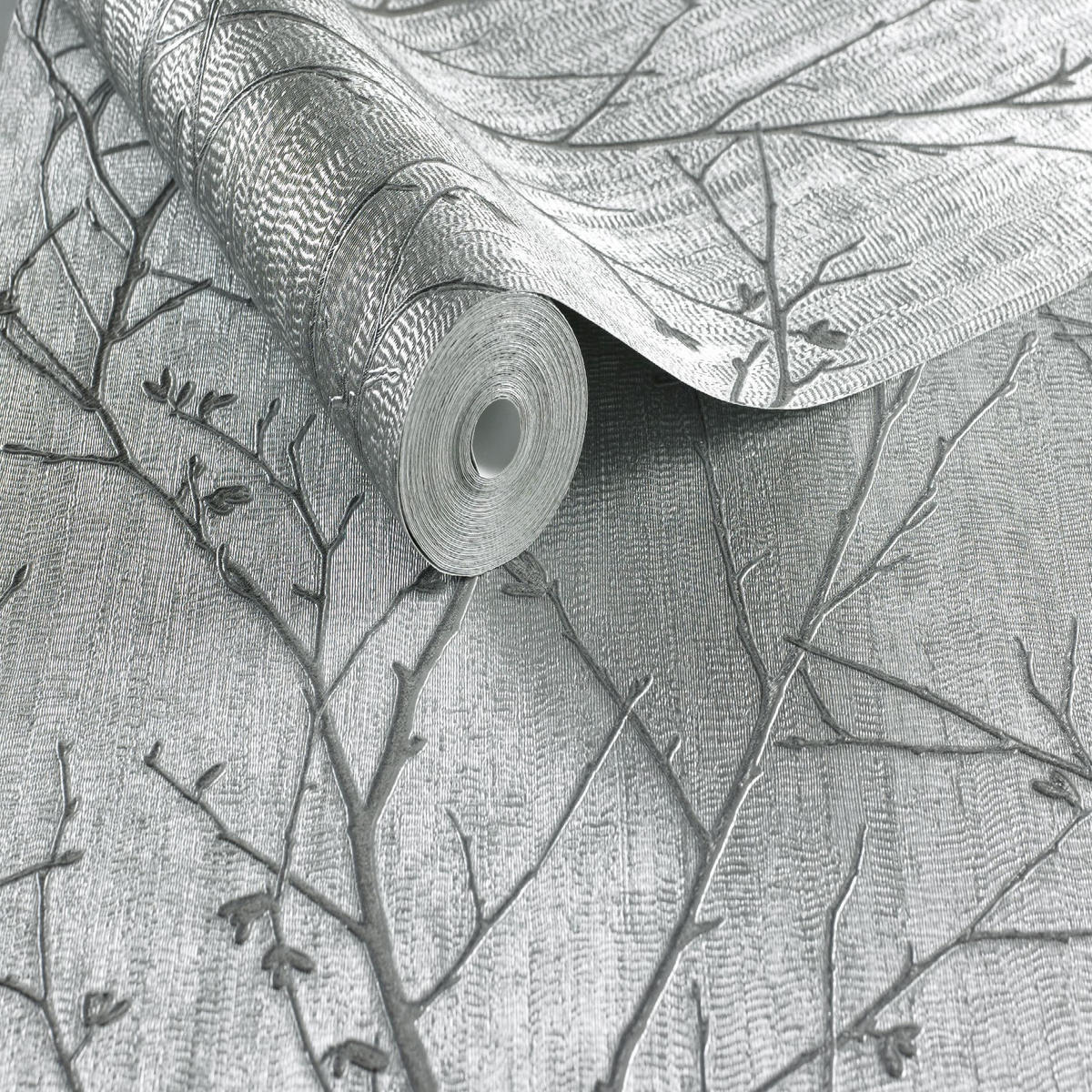 VLIESTAPETE Wasser Seide Sprig - Silberfarben, Papier/Kunststoff (52/1005cm) - Boutique