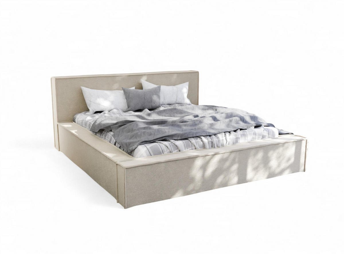 POLSTERBETT Aldana Komplettset - Beige, Holzwerkstoff/Textil (140/200cm) - Fun Möbel