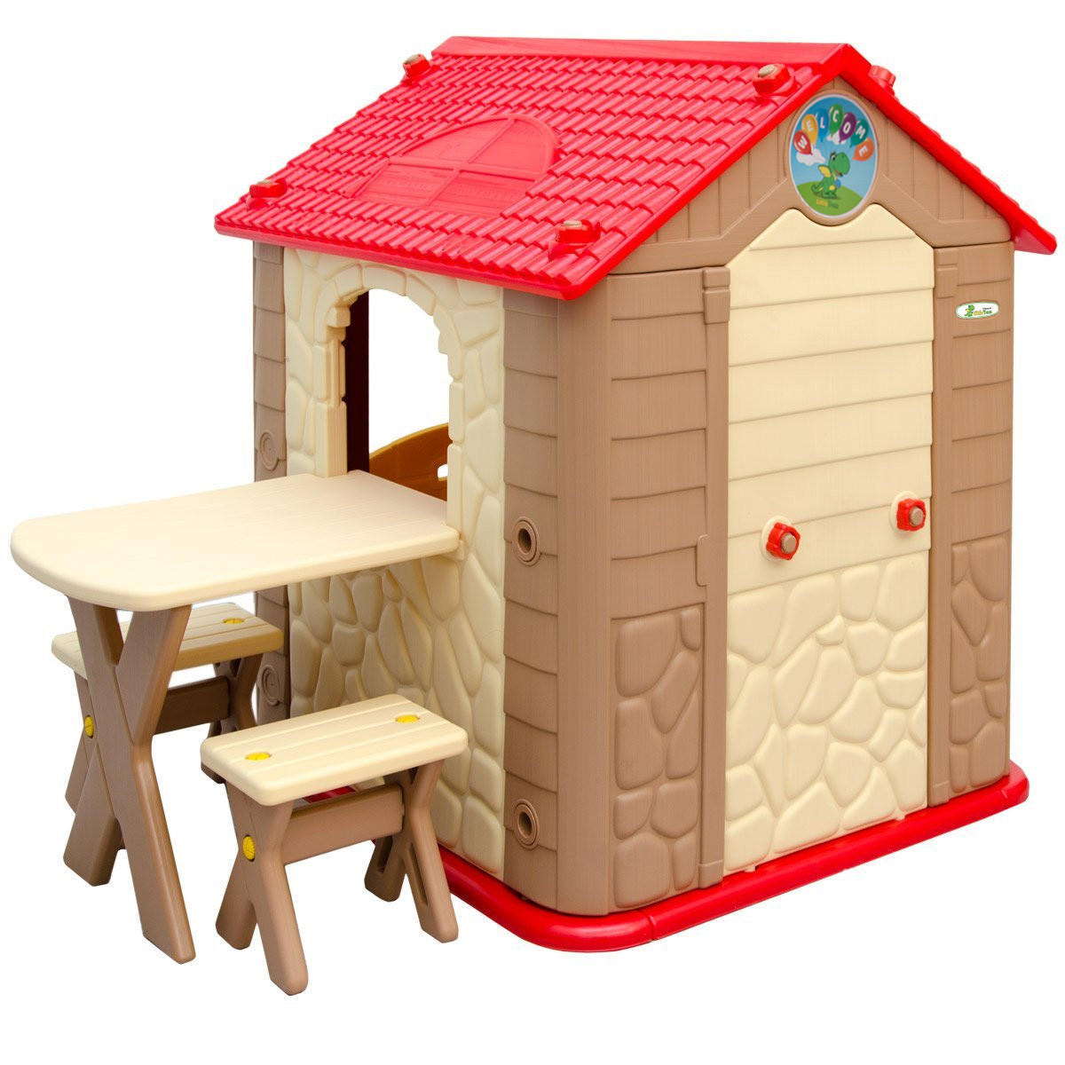 SPIELHAUS mit Tisch 95/104/104 cm Braun - Braun, Kunststoff (95/104/104cm) - Littletom