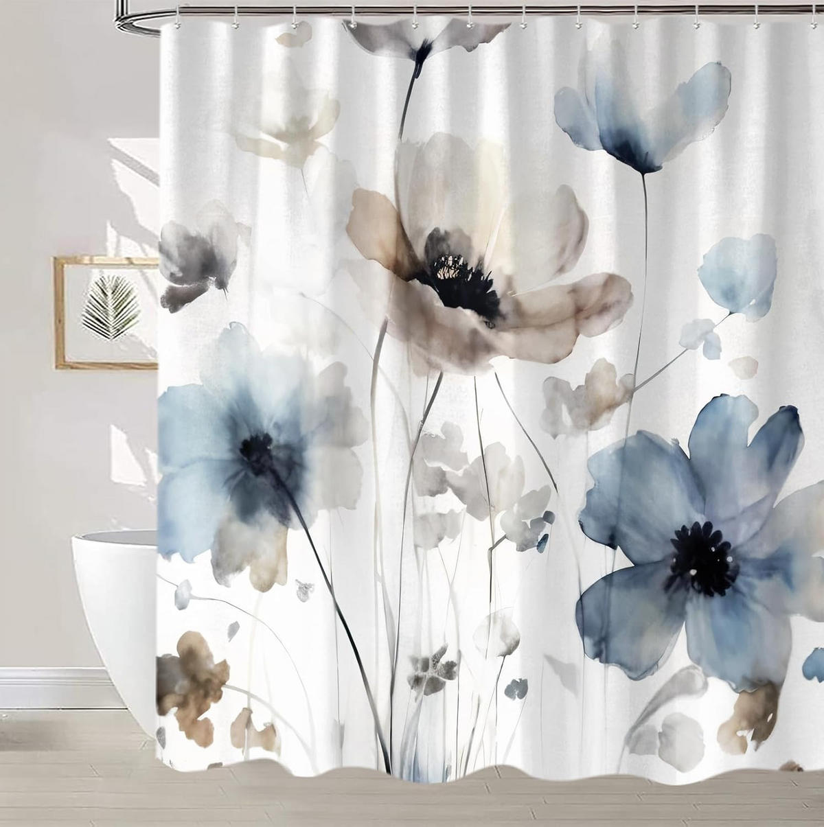 DUSCHVORHANG Boho Stoff mit Haken dekorativ Badezimmer - Weiß, Textil (180/180cm) - MCBOSON