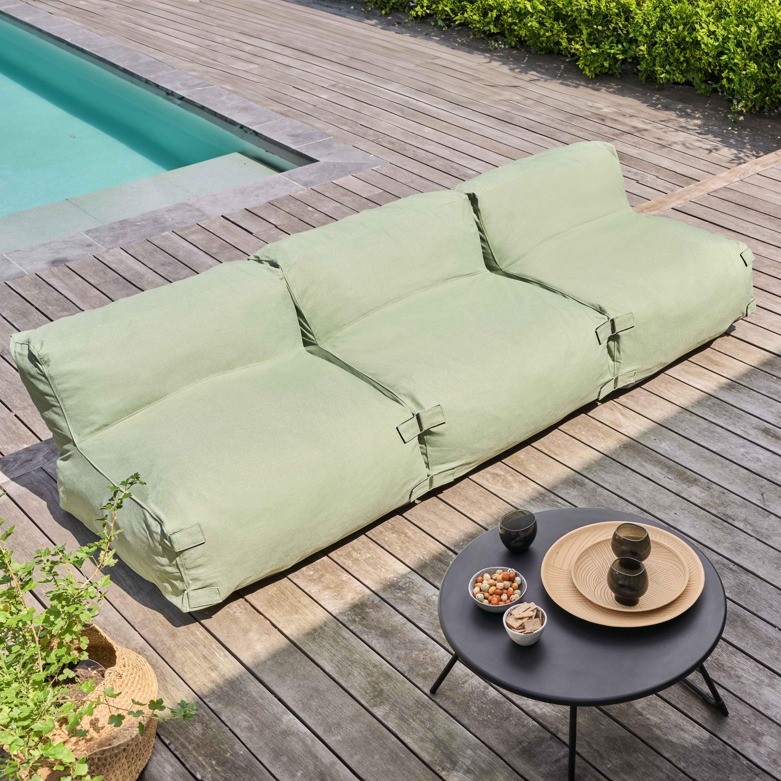 GARTENSOFA mit 3 Sitzplätzen, Kaktusgrünen - Grün, Textil - Oviala