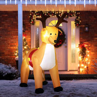 AUFBLASBARES Weihnachts-Rentier 180 cm aufblasbare Weihnachtsdeko mit LED - Gelb, Textil (80/180/155cm) - HOMCOM