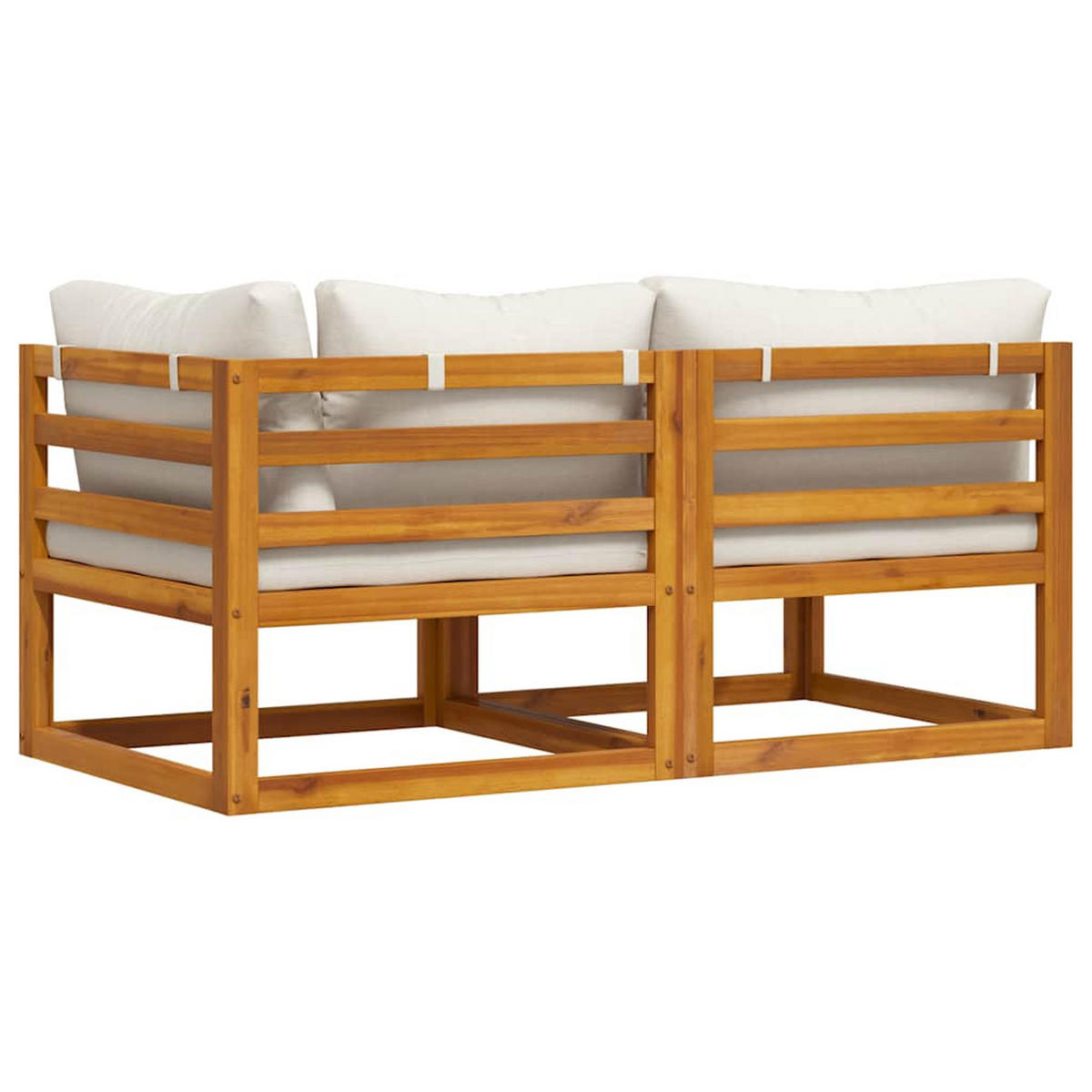 SOFA-SET 2-teilig Mit CremeWeißen Kissen Akazie Massivholz - Creme/Braun, Holz/Textil (70/60/70cm) - vidaXL