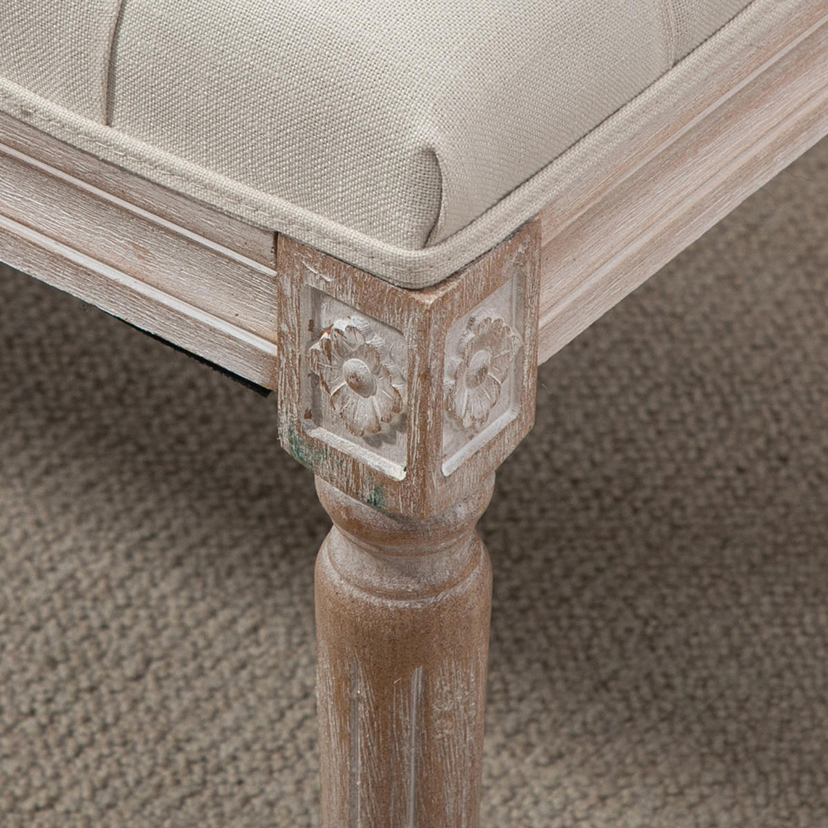 SITTPALL, stoppad bänk med linneimitation, krämvit - Vit, Plast (40/43/80cm) - HOMCOM