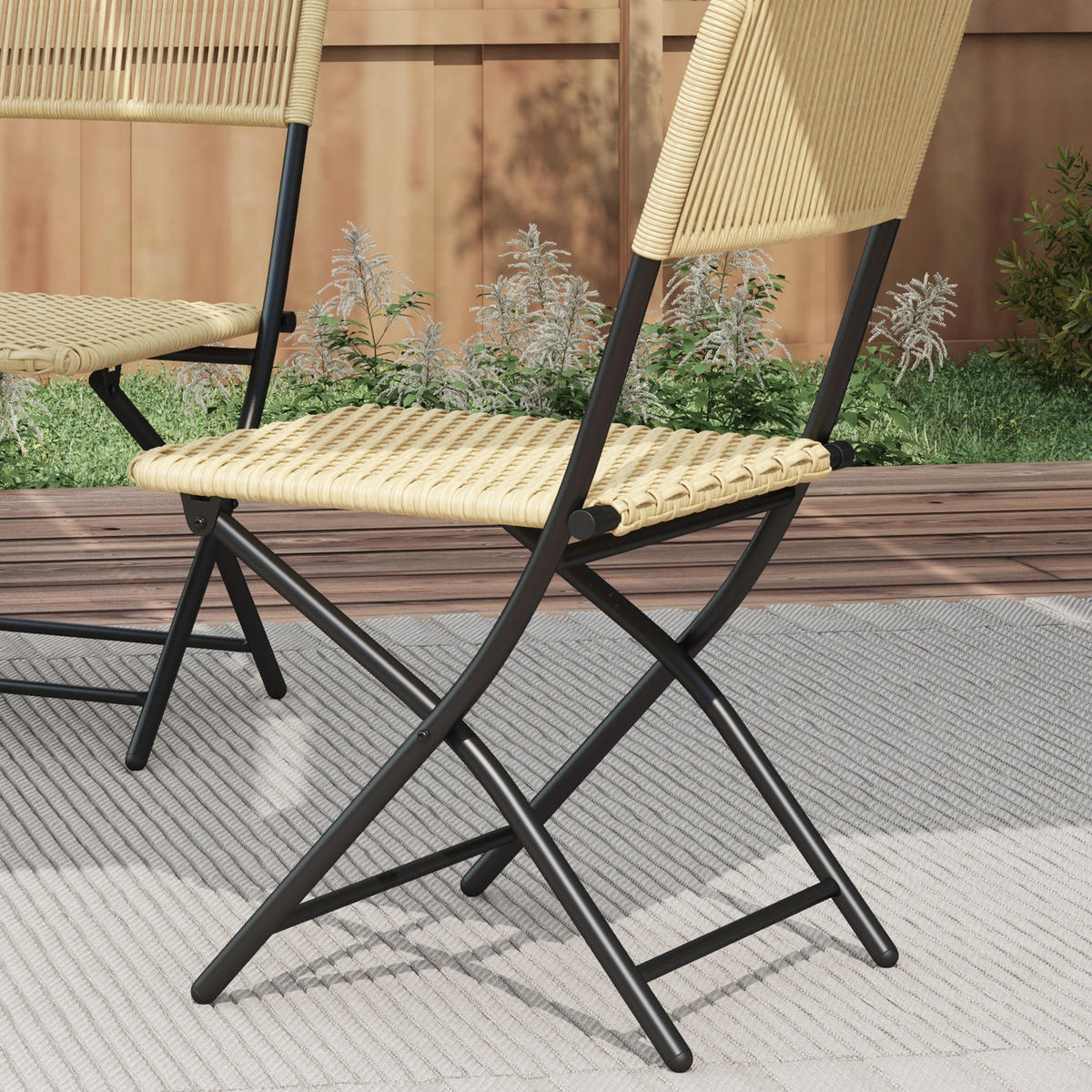 GARTENMÖBEL Set, Stahl, PE Rattan, Gelb - Gelb, Metall - Outsunny