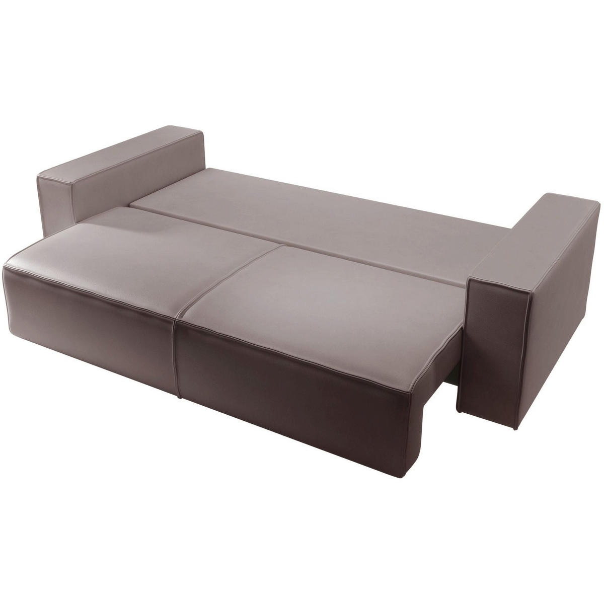 3-SITZER SCHLAFSOFA Farese Cuero Dunkelbeige, Kunstleder - Schwarz/Cappuccino, Kunststoff/Textil (257/86/102cm) - Selsey