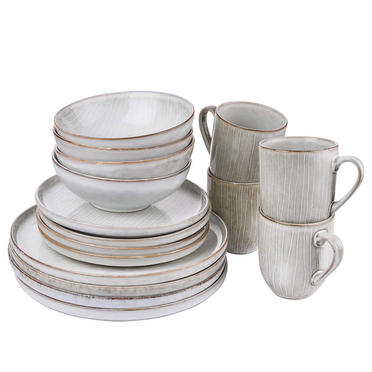 GESCHIRR-SET (16-teilig) Henley - Grau, Keramik (29/32/35cm) - BUTLERS