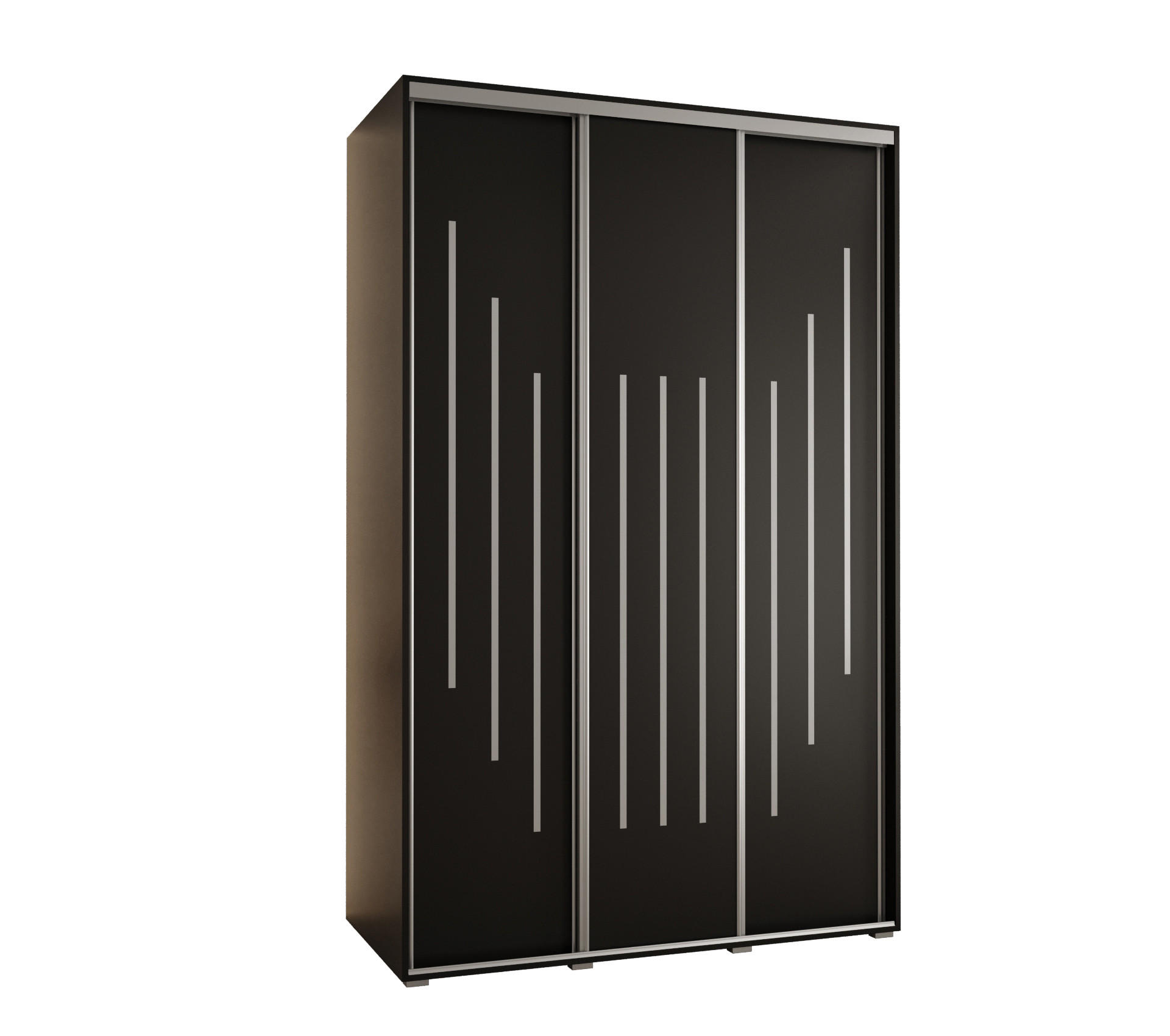 Abiks Möbel Schwebetürenschrank Schwarz, Schwarz, Silber 160x235x60 cm