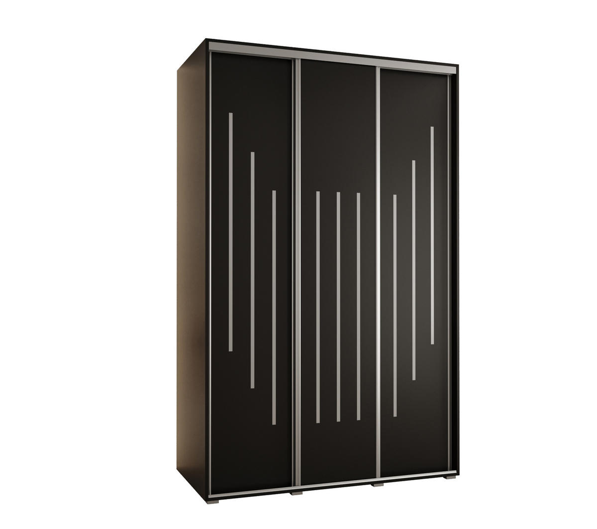 SCHWEBETÜRENSCHRANK 235,2/160/60 3-türig - Silberfarben/Schwarz, Holz/Metall (160/235/60cm) - Abiks Möbel