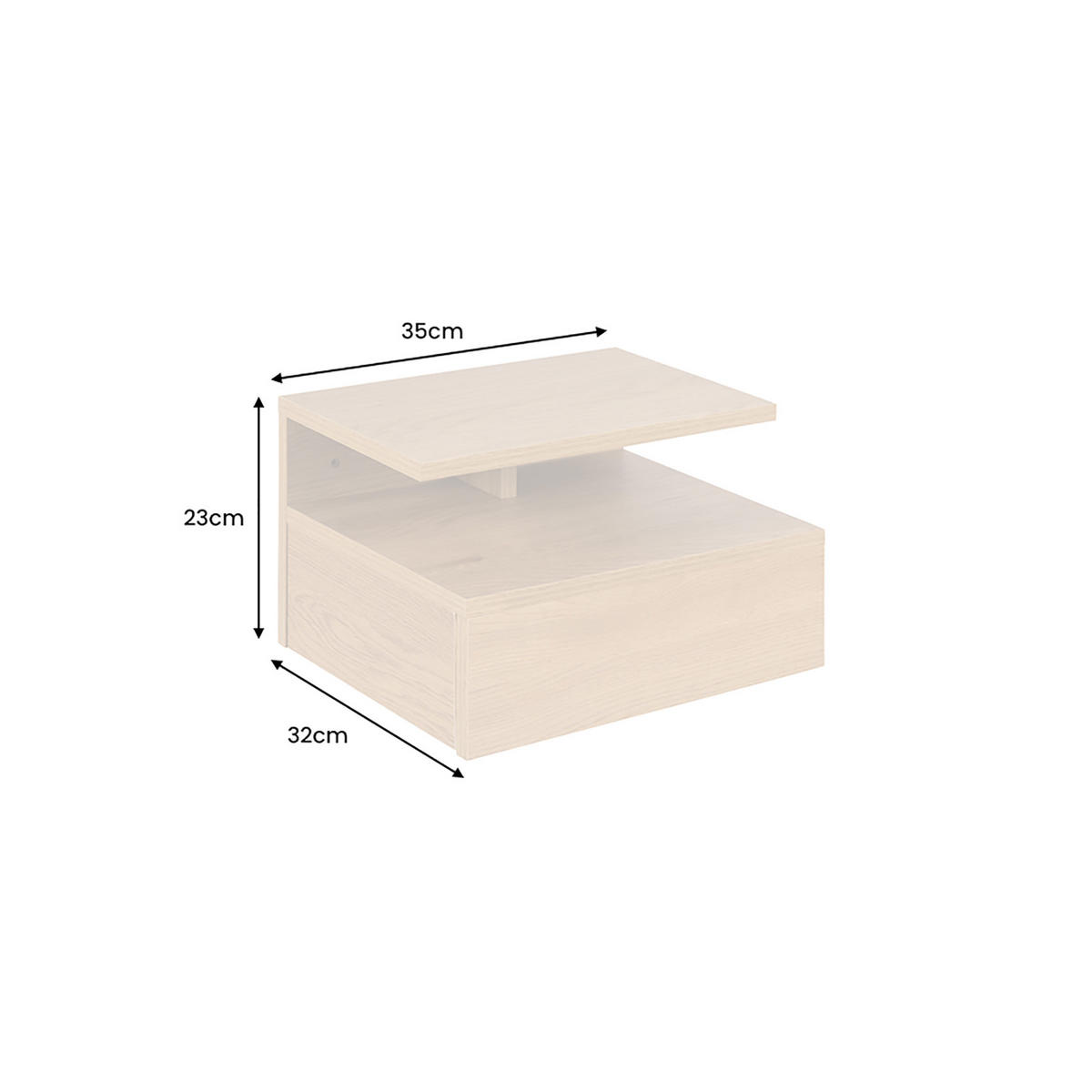 NACHTTISCH FLOATING Schichtholz Natur 35 cm - Braun, Holzwerkstoff (35/23/32cm) - riess-ambiente