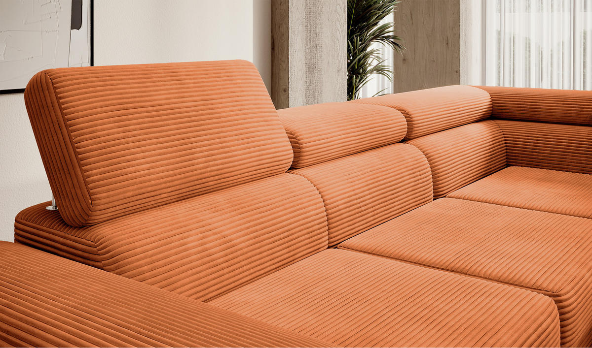 ECKSOFA Stevil Kupferbraun Cordbezug - Silberfarben/Kupferfarben, Textil/Metall (275/203cm) - Selsey