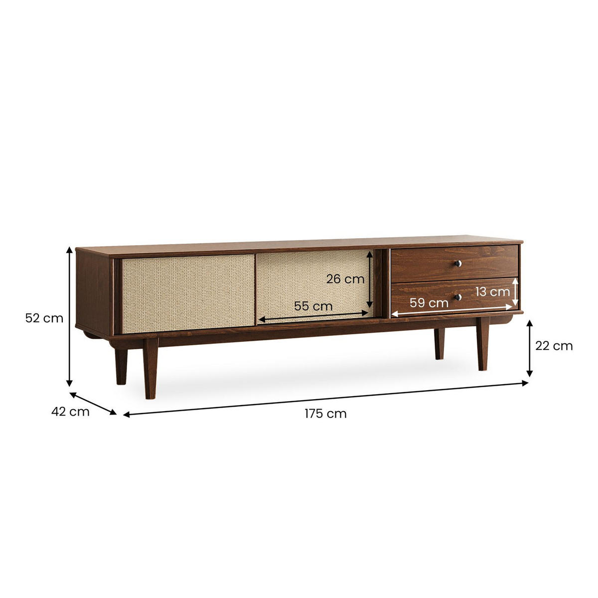 LOWBOARD SIMONA Kastanie - Kastanienfarben, Holz (175/52/41cm) - IDIMEX