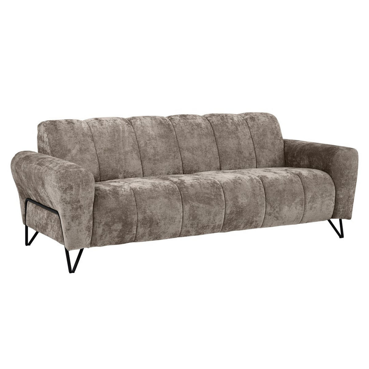 3-SITZER SOFA Volare mit Metallbeinen braun - Schwarz/Braun, Textil/Metall (220/83/98cm) - Beautysofa