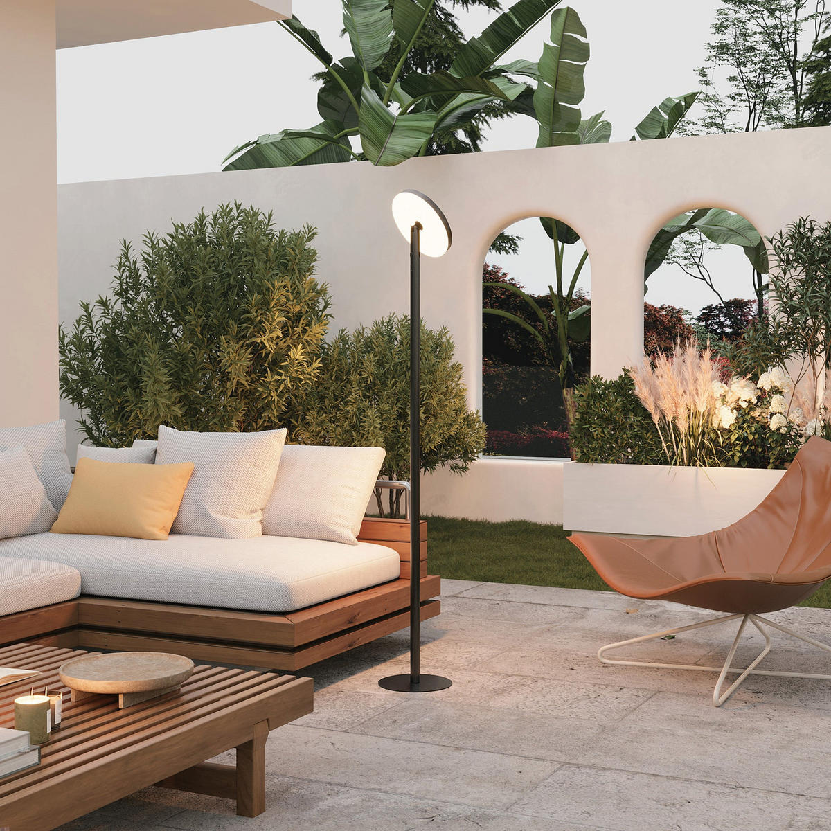 VIVIA Hohe Solar-Stehlampe H145CM - Schwarz, Metall (23/23/145cm) - Lumisky