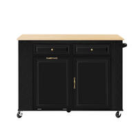 KÜCHENINSEL aus MDF 120x40-70x92 cm Weiß/Natur mit Rollen & Steckdosenleiste - Schwarz, Holzwerkstoff (120/92/70cm) - Modfu