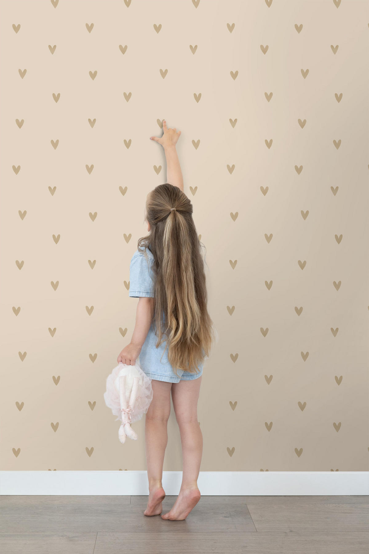TAPETE Herzchen 53 cm x 10.05 m - Beige, Papier (53/0.1cm) - ESTAhome