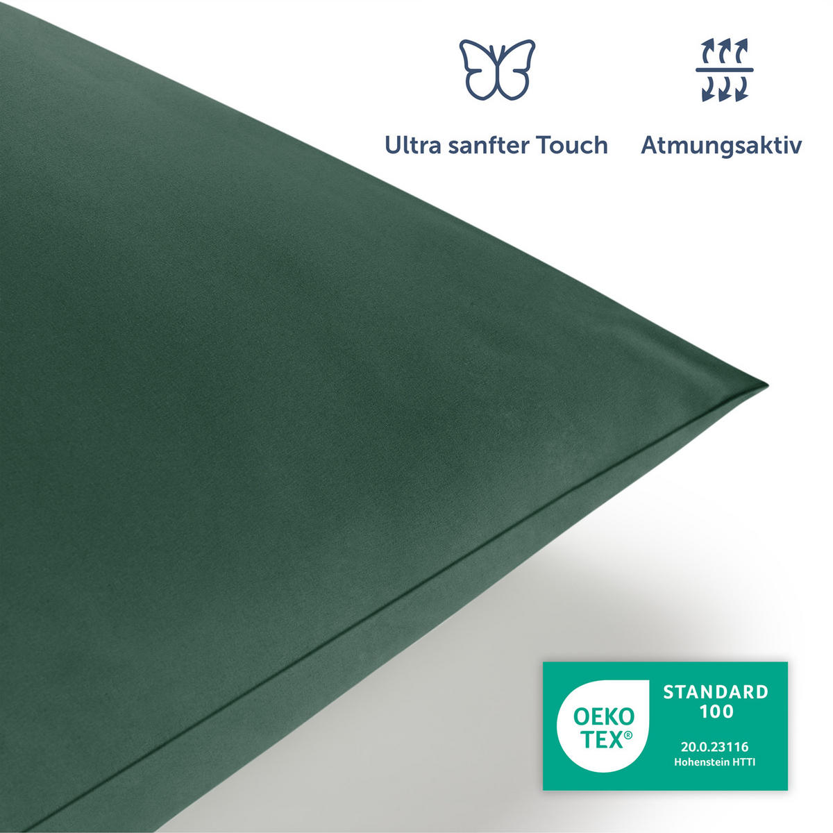 BETTWÄSCHE 3-teilig, 240/220 cm & 2x 40/80 cm, Dunkelgrün - Dunkelgrün, Textil (240/220cm) - Blumtal