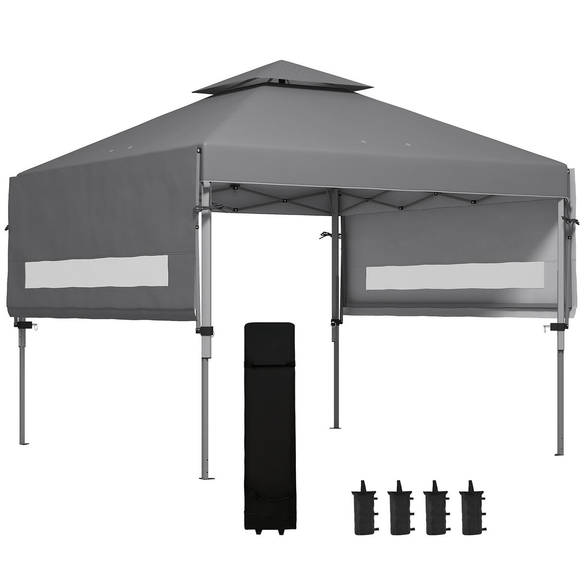 PAVILLON DE-13972 Pop-up 5/3 m, 2 Seitenwände - Grau, Metall (300/290/500cm) - ComfortXL