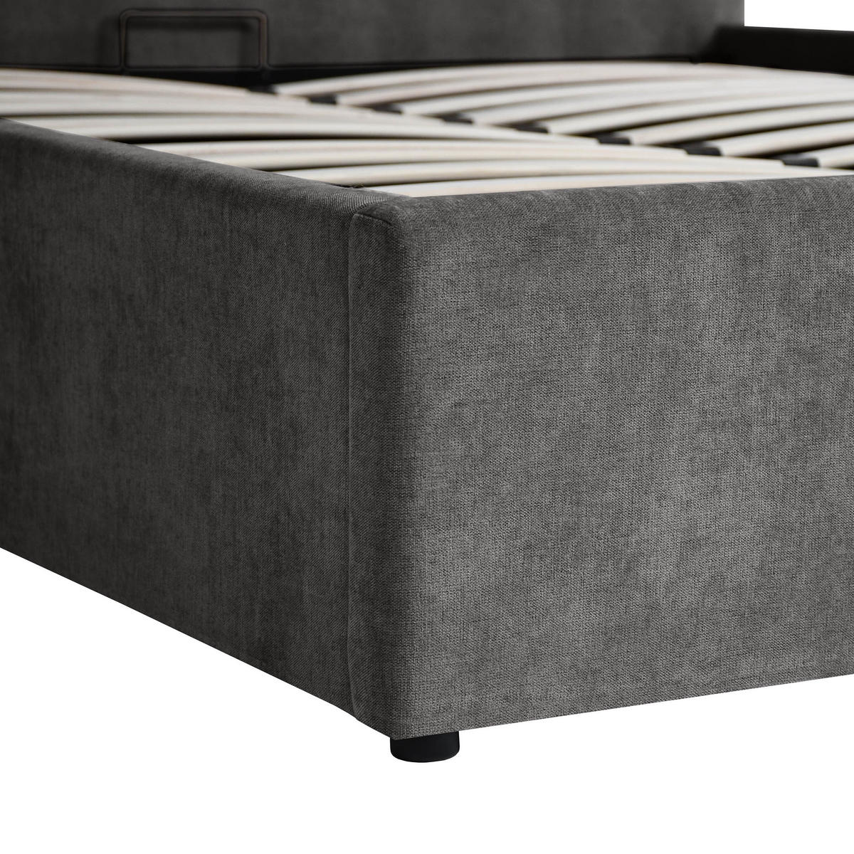 ČALOUNĚNÁ POSTEL Livre bez matrace, s úložným prostorem, plynovými písty, 160x200 cm, žinylková látka, tmavě šedá - tmavě šedá, textil (160/200cm) - Beautysofa