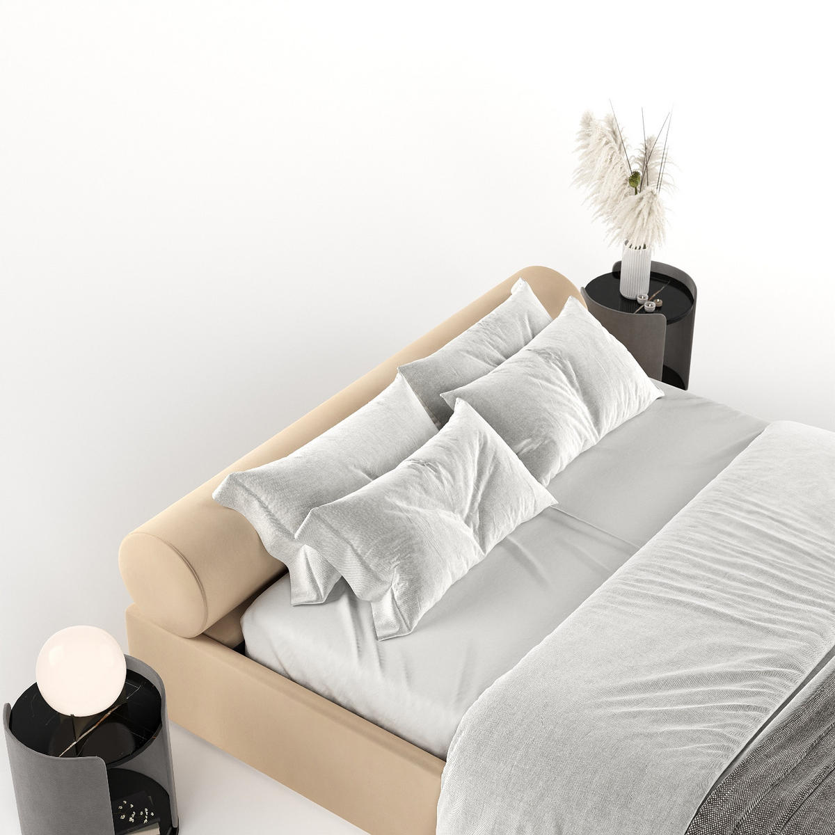 POLSTERBETT Solvo mit Stauraum 200/200 cm Hellbeige im Kronos Stoff - Beige/Schwarz, Holz/Holzwerkstoff (200/200cm) - AltaBeds