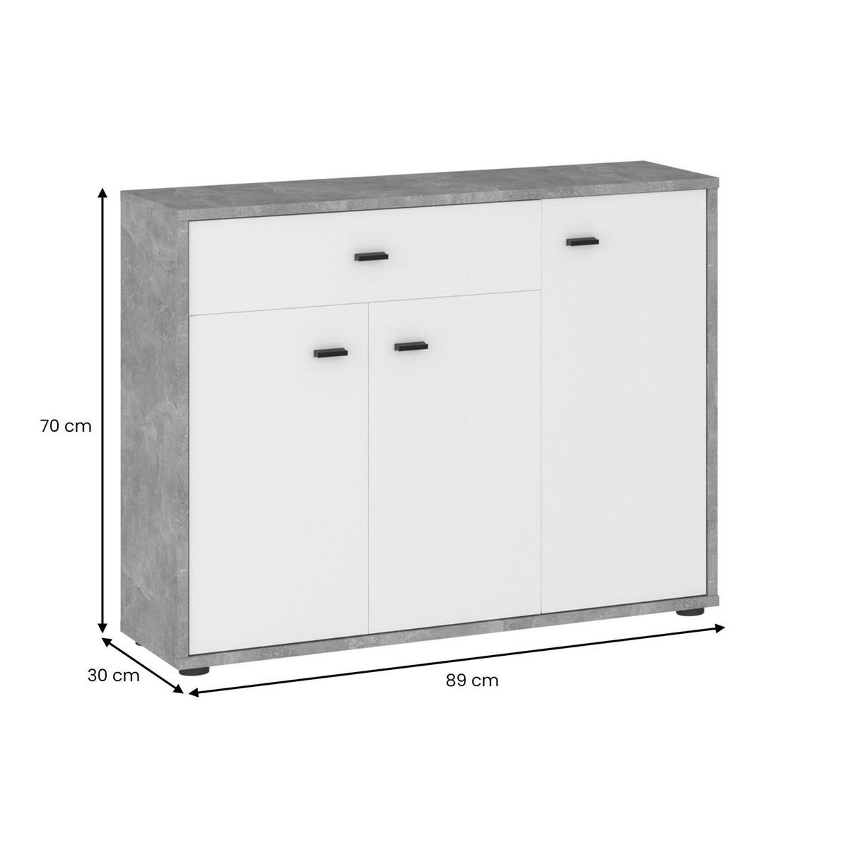 KOMMODE VIKA - Weiß/Grau, Holzwerkstoff (89/70/30cm) - IDIMEX
