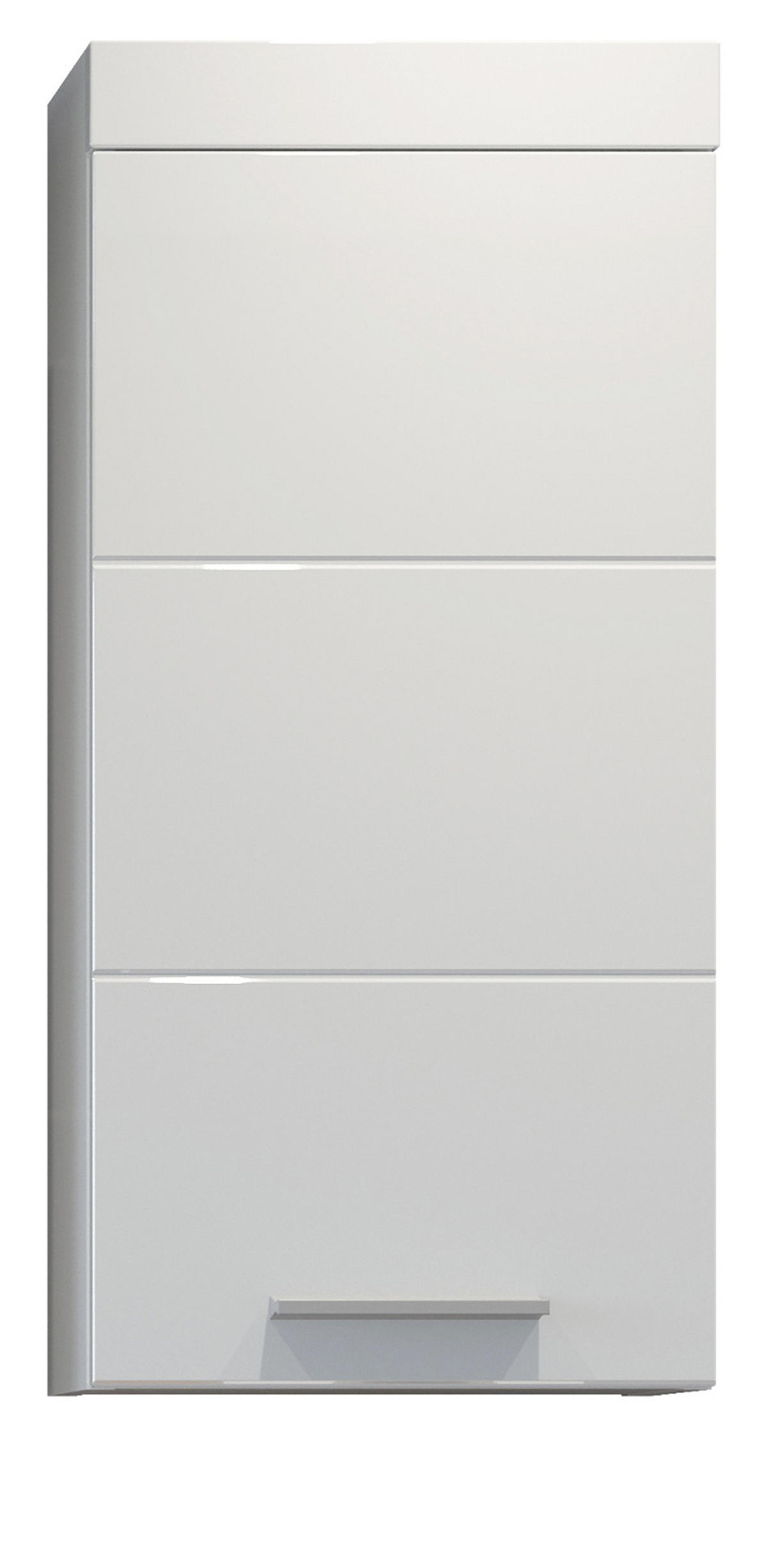 HÄNGESCHRANK weiß Hochglanz 35 x 75 cm, Badschrank hängend - Weiß Hochglanz/Silberfarben, Holzwerkstoff/Kunststoff (16/75/35cm) - Top.Furn