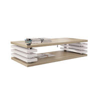 COUCHTISCH rechteckig Sonoma Weiß Hochglanz Ablage 120/40/60 cm - Weiß Hochglanz/Sonoma Eiche, Holzwerkstoff (60/120/40cm) - designimpex