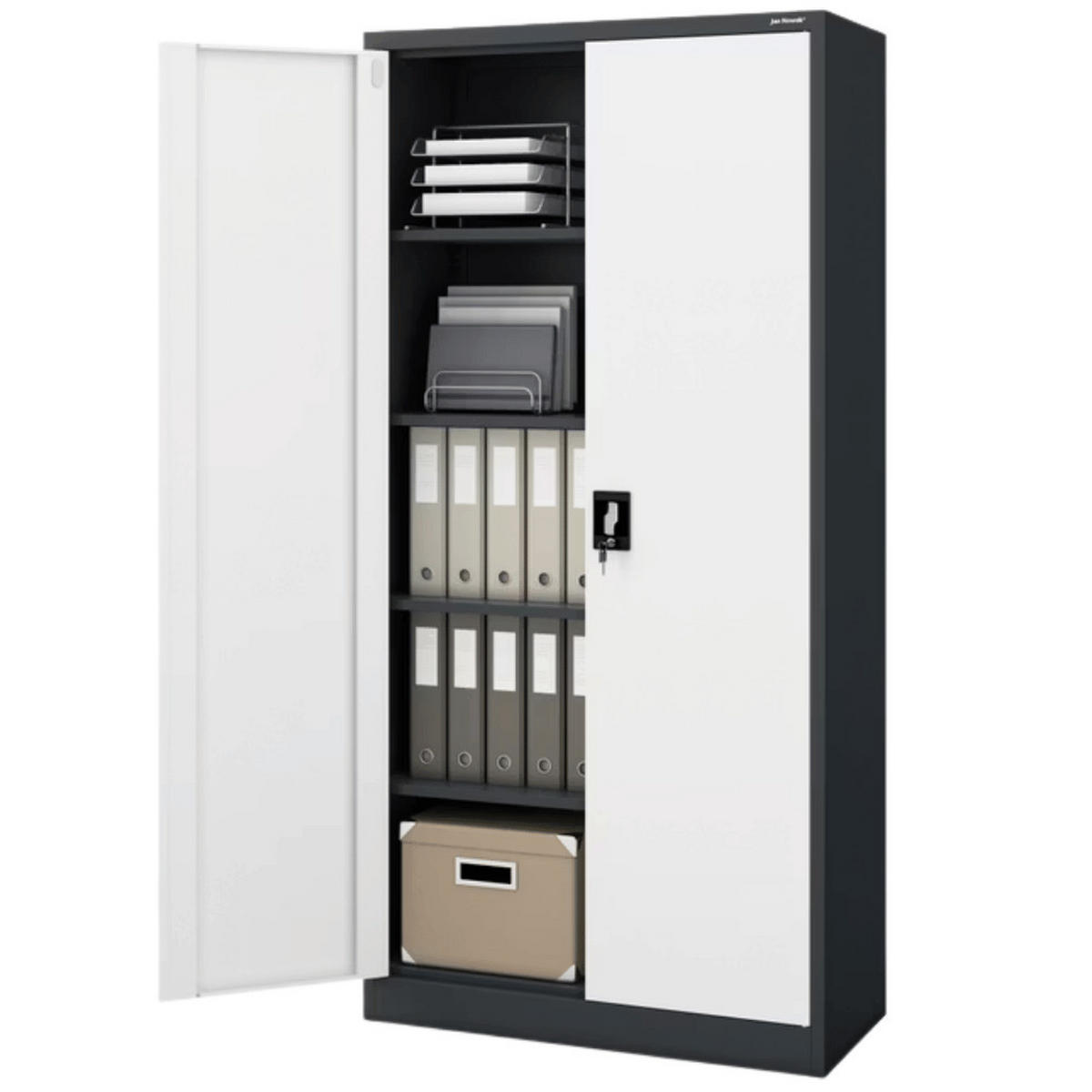 AKTENSCHRANK abschließbar KADO mit Flügeltüren 195x90x40cm Anthrazit-Weiß - Anthrazit, Metall (90/195/40cm) - DELUKE