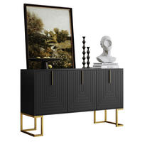 SIDEBOARD Schwarz mit 3 Türen und verstellbaren Regalböden,138/80.5/40 cm - Schwarz, Holzwerkstoff (138/80.5/40cm) - Flora Grace