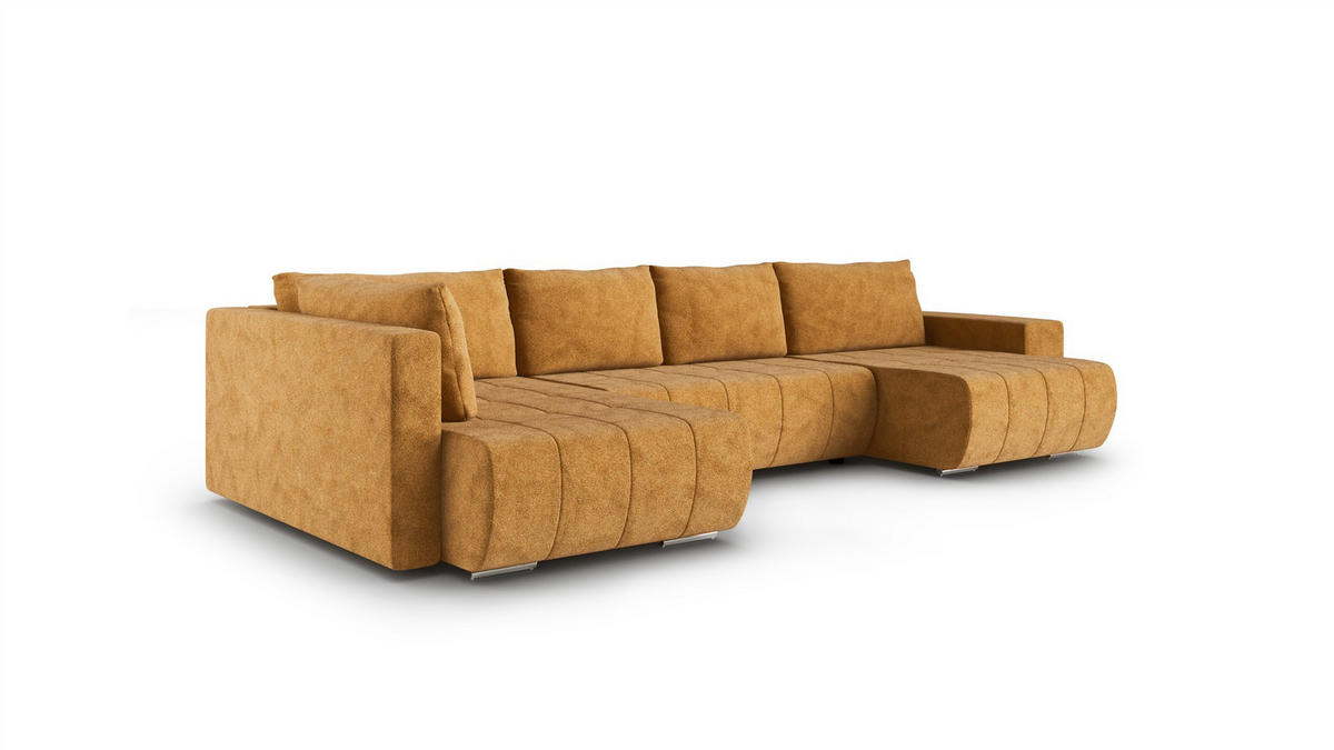 WOHNLANDSCHAFT Armanda - Gelb, Holzwerkstoff/Textil (392/83/185cm) - Fun Möbel