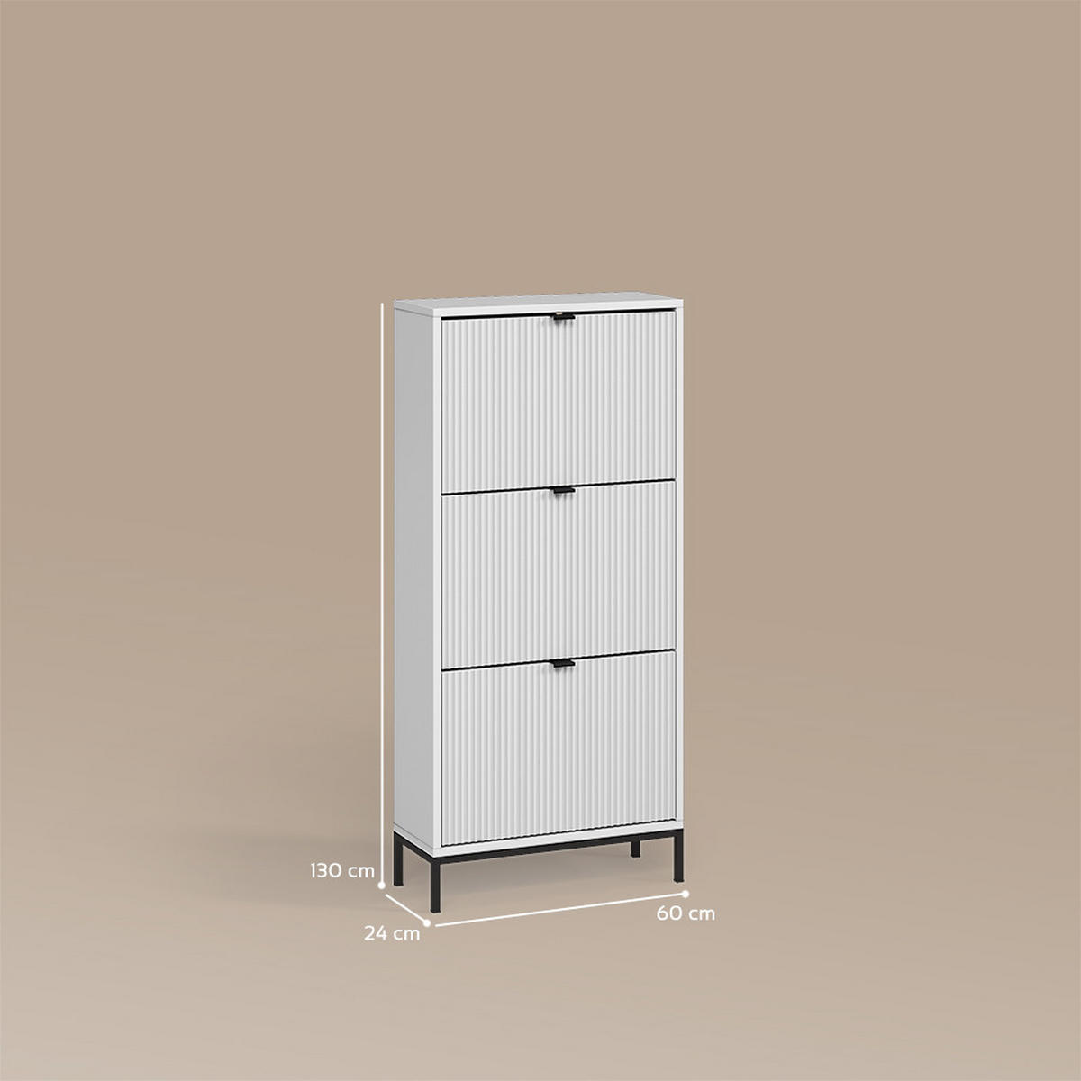 SCHUHKIPPER Aterno Weiß 60 x 130 cm mit 3 Klappschubladen - Weiß, Holzwerkstoff (60/130/24cm) - Livinity®