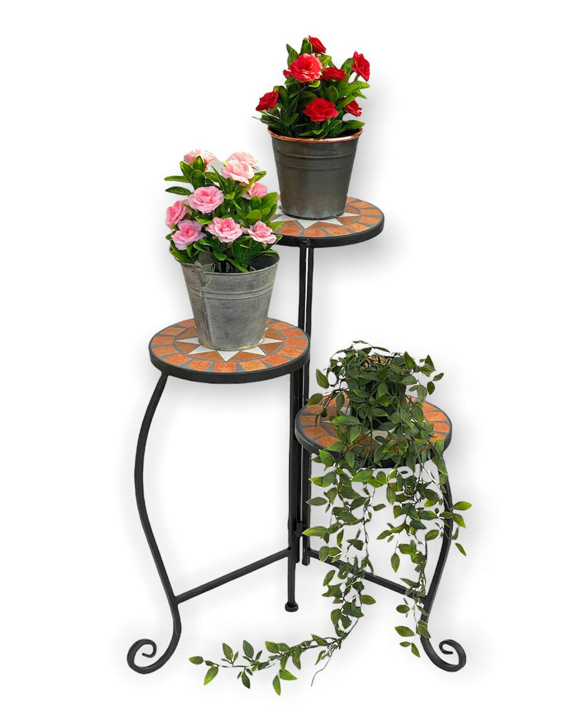 BLUMENTREPPE Mosaik 3 Ebenen 55 cm 12020 - Schwarz, Metall (45/55/45cm) - DanDiBo