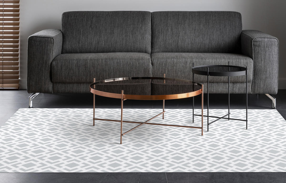 TEPPICH Premium en Vinyle Graue Linien 140x200 cm - Grau, Kunststoff (140/200cm) - STORESDECO