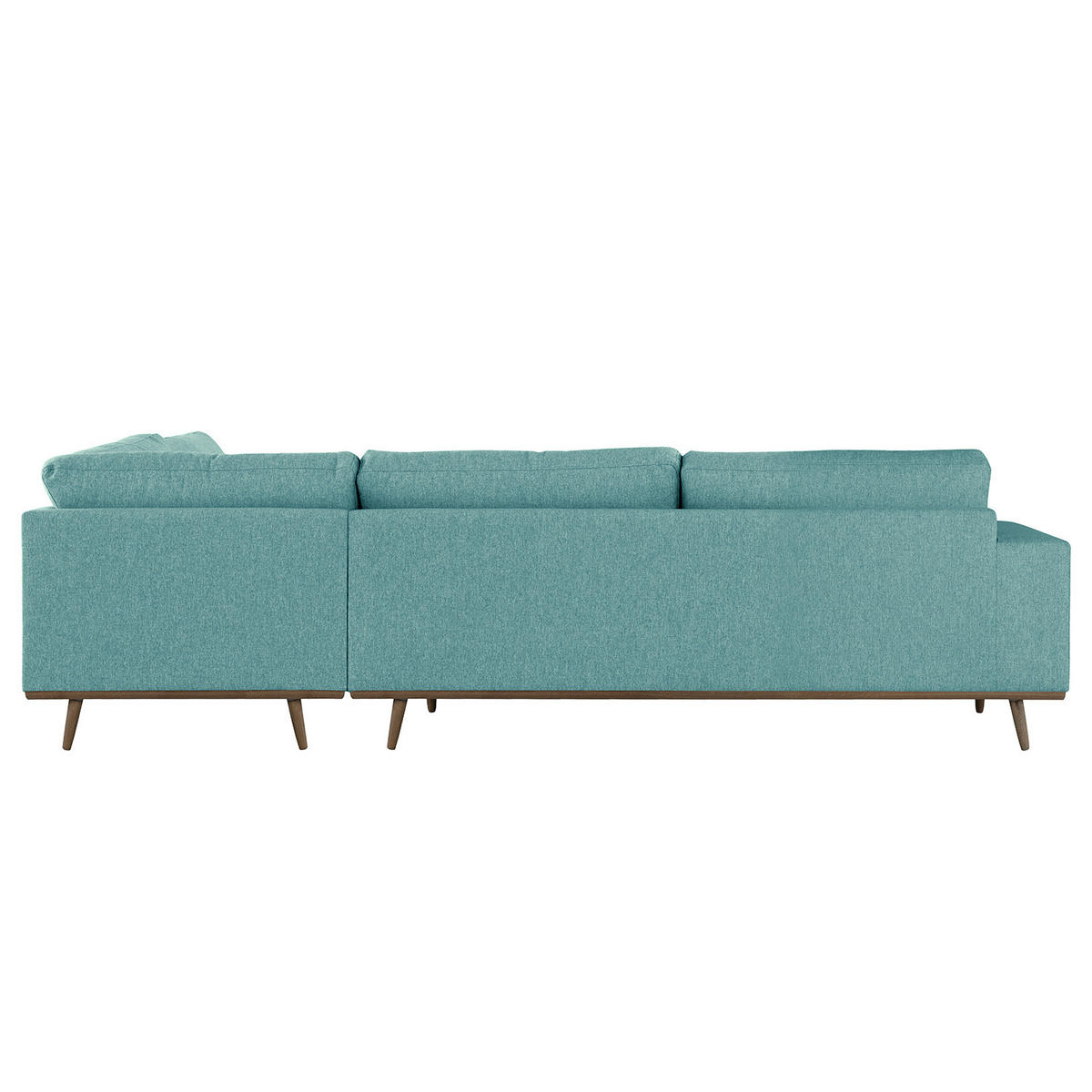 ECKSOFA mit Ottomane - Eichefarben/Petrol, Eichenholz/Textil (287/219cm) - home24