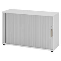ROLLLADENSCHRANK - 2 Ordnerhöhen 40/120/74,8 cm in Grau/Silberfarben Streifengriff (Kunststoff) - Silberfarben/Grau, Holzwerkstoff (120/74.8/40cm) - bümö