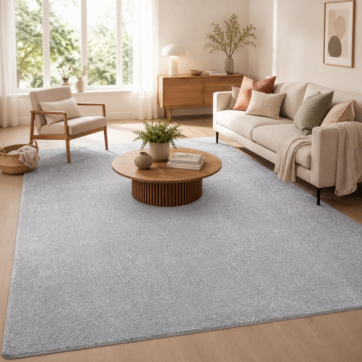 HOCHFLOR VELOURS TEPPICH LUNA - Grau, Textil (200/250cm) - Snapstyle
