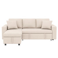 SCHLAFSOFA Leinen mit Stauraum und wechselbarer Chaiselongue Beige 219,5/142,5/83 cm - Beige, Textil (83/219.5/142.5cm) - Redom