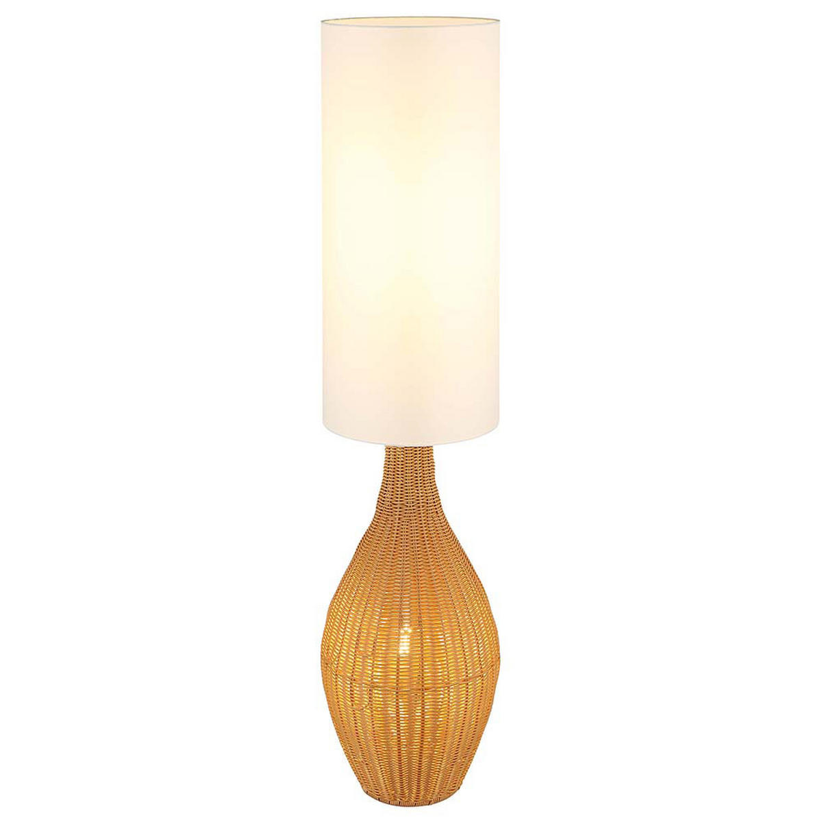 LED STEHLEUCHTE ANKO Rattan Optik Braun Weiß - Braun, Metall (27/27/125cm) - Nowa