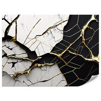 FOTOTAPETER für Badezimmer Abstrakter Marmor Goldene Verzierung 250x175 - Schwarz/Weiß, Papier (250/175cm) - Muralo