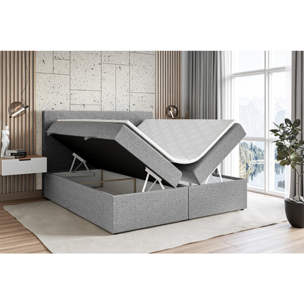 Thumbnail - Altdecor Boxbett, Grau, Holzwerkstoff, Höhe ca. 20 cm, 160x200 cm, Schlafzimmer, Betten, Boxspringbetten