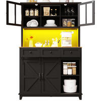 BUFFET 105/38,4/180 cm schwarz aus MDF mit LED-Beleuchtung - Schwarz, Holzwerkstoff (105/180/38.4cm) - OKWISH