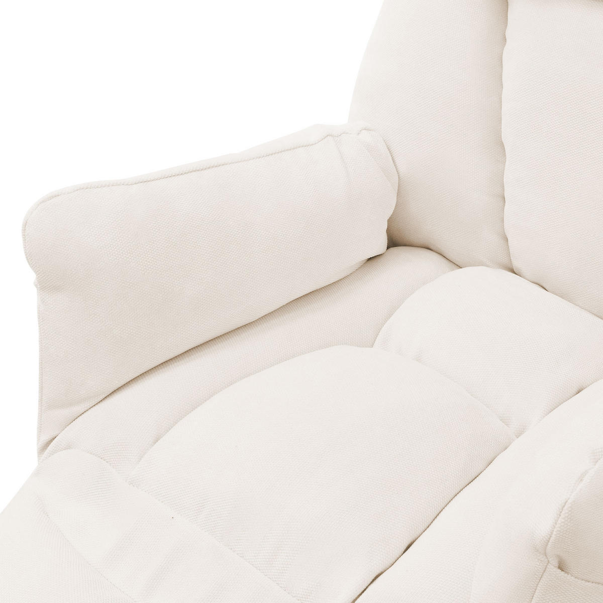 RELAXSESSEL Beige Leinenbezug verstellbar mit Armlehnen und Fußablage - Beige/Schwarz, Textil/Metall (85/102/82cm) - ML-DESIGN
