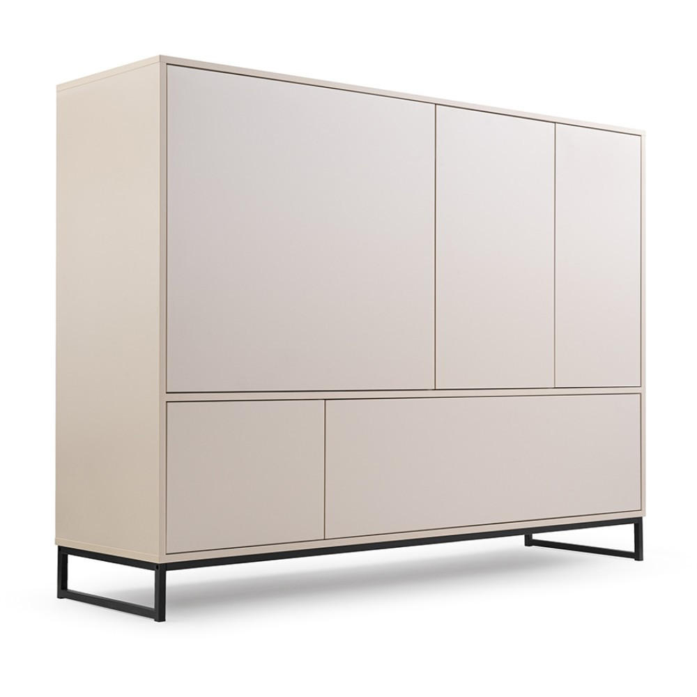 KOMMODE Giana mit 5 Türen, 160 cm, Beige Sand - Sandfarben/Beige, Holzwerkstoff (160/120/45cm) - Beautysofa