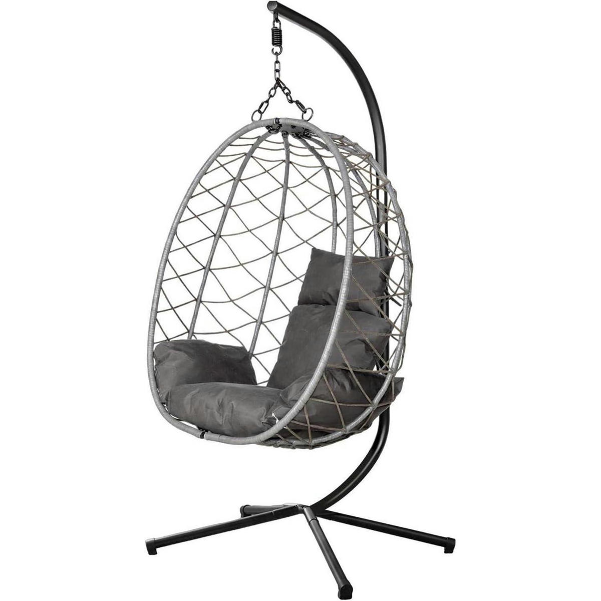 HÄNGESESSEL mit Gestell Grau inkl. Kissen bis 150kg - Grau, Metall (90/1.5/100cm)