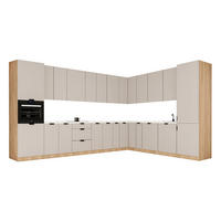 WINKELKÜCHE 385 x 285 cm - Sorento KS11-M385 - in Beige / Sonoma Eiche - Beige/Schwarz, Holz/Metall (670/247/58cm)