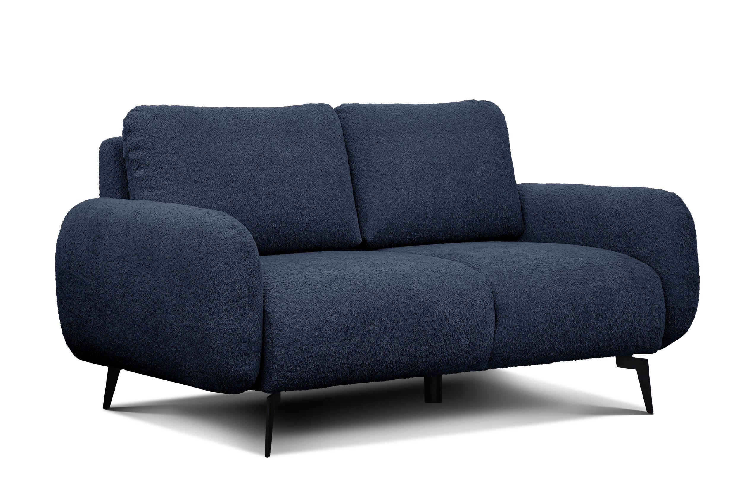 SOFA FEBE 2-Sitzer, marineblau - Blau/Schwarz, Holz/Textil (160/82/96cm) - Courtois Laville