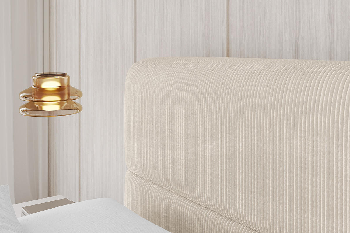 POLSTERBETT mit Bettkasten und Lattenrost, Bett mit Matratze H3/H4 - ELVA 120x200 Beige - Creme, Holzwerkstoff/Textil (120/200cm) - ALTDECOR